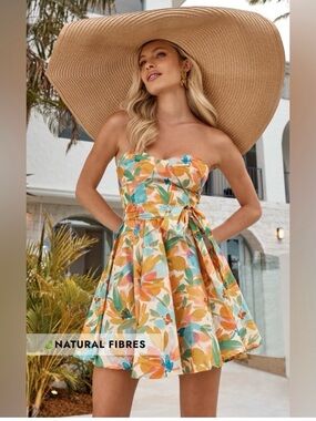 Showpo x Amalie Strapless Floral Sundress in Multi-Color